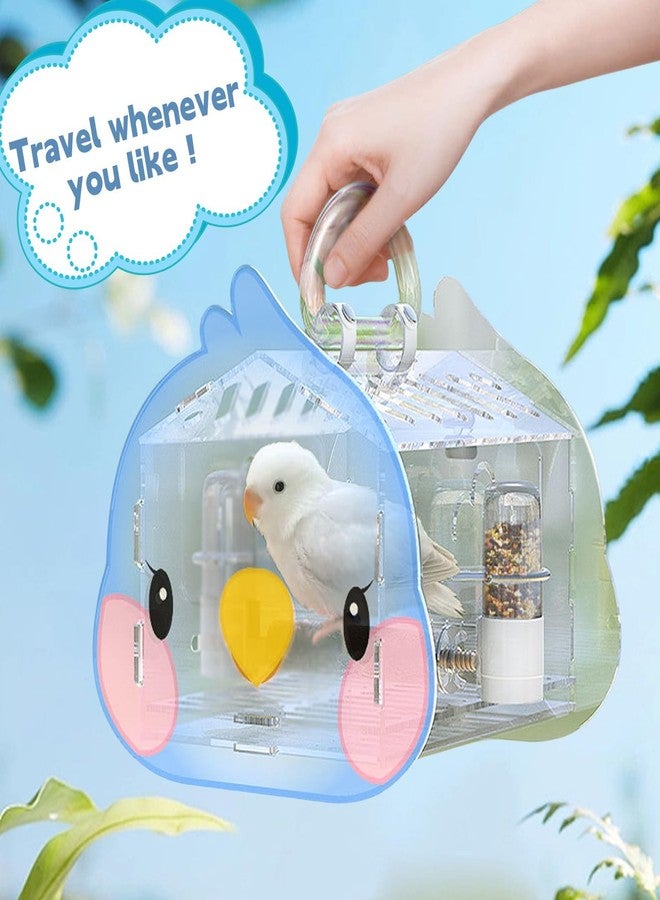 هامليدي قفص سفر صغير شفاف من هاميليديي لحمل الطيور الصغيرة، مع مجثم للوقوف، قفص خارجي محمول لطيور الحب والببغاء والسنونو والحسون - Image 3